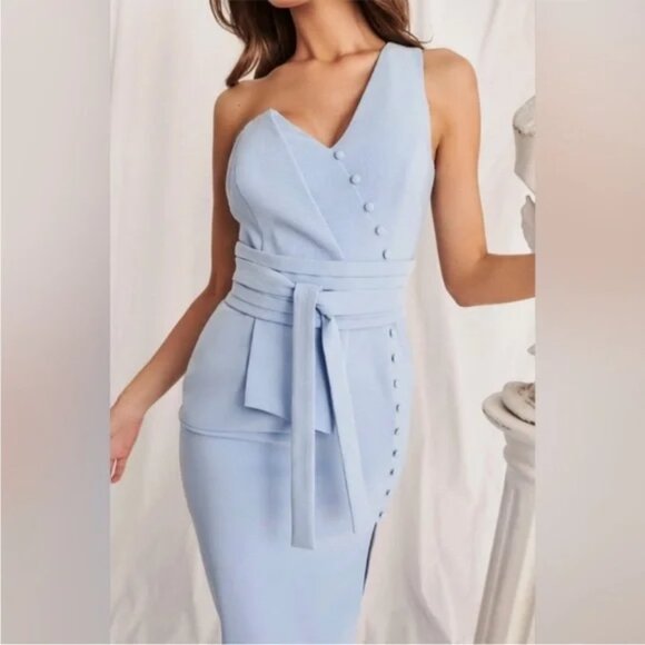 NWT Lavish Alice Holly Blue Cumberbund Dress NWT - Picture 1 of 3